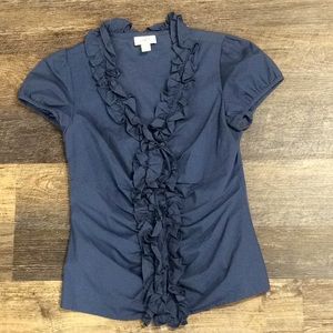 ANN TAYLOR LOFT Ruffled Trim Blouse Size 4